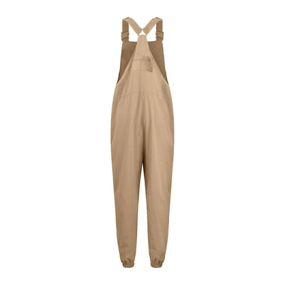 Women’s Casual Sleeveless Wide-Leg Jumpsuit with Pockets – Adjustable Straps
