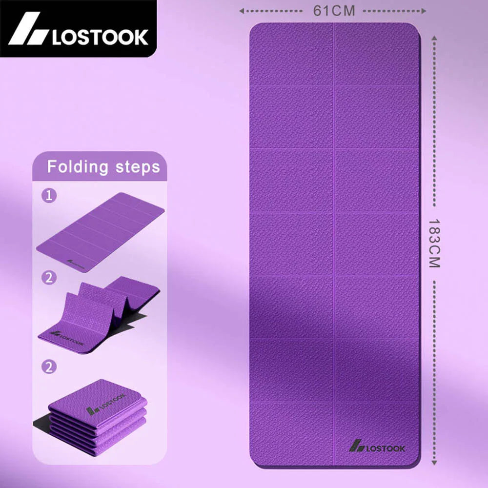 Foldable Yoga Mat 4mm Thick TPE – Portable Non-Slip Exercise Mat for Yoga, Pilates & Home Workouts