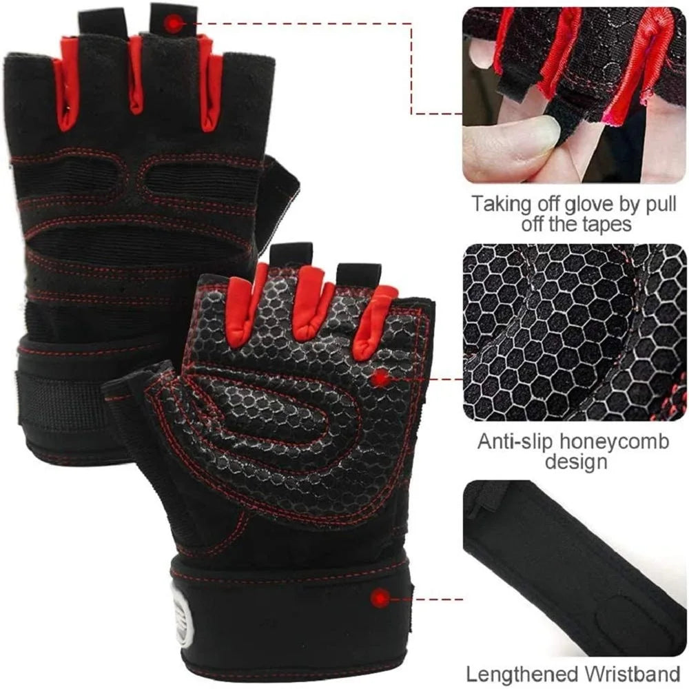 Workout Gloves with Wrist Wrap – Half Finger Training Gloves for Men & Women, Weight Lifting & Fitness