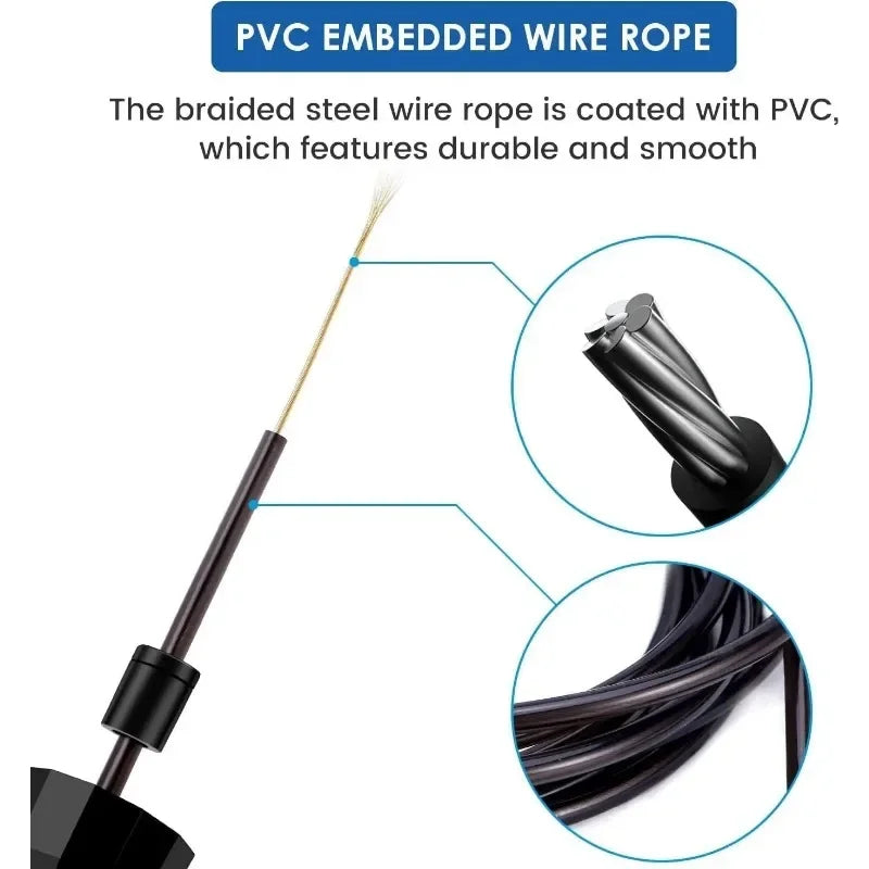 Adjustable Speed Jump Rope with Ball Bearings – Tangle-Free Steel Wire Skipping Rope with Foam Handles for Fitness & Weight Loss