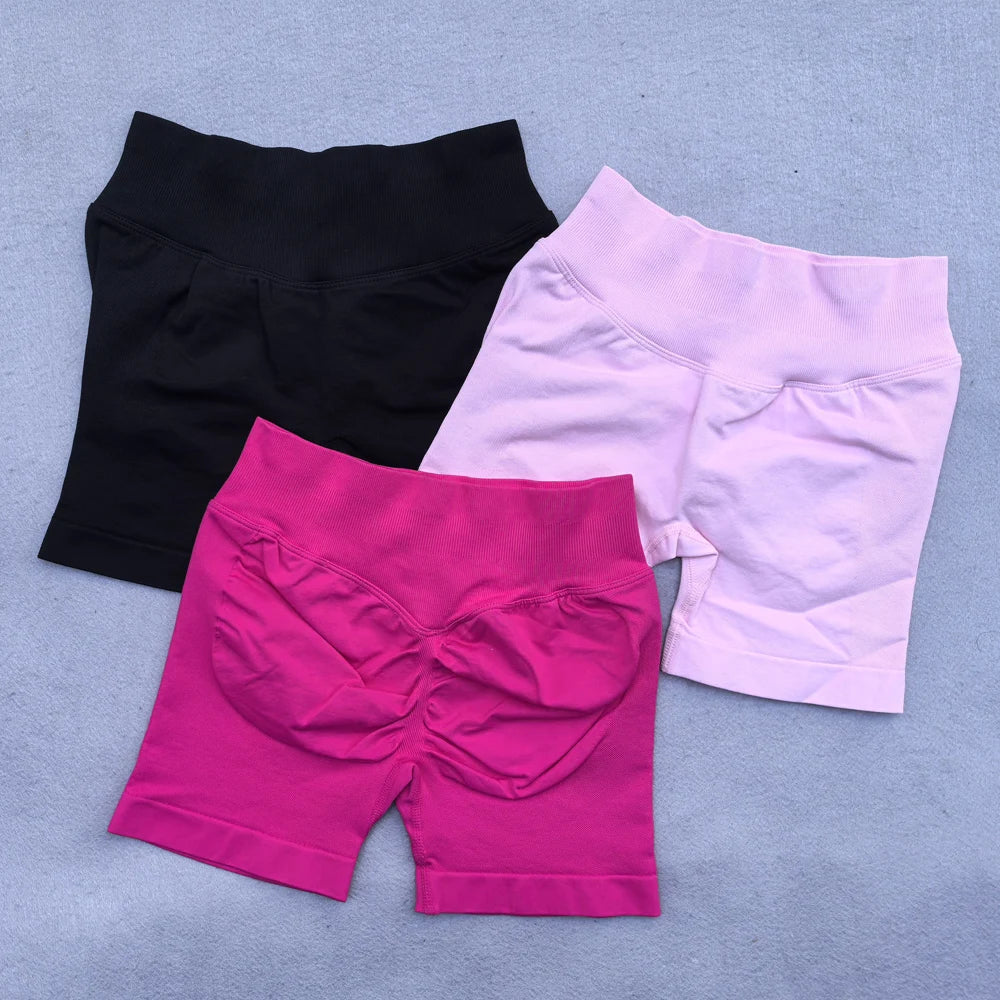 4.5" Seamless Shorts Ribbed Yoga Shorts Women Flex Scrunch Bum Gym Shorts Booty Running Short Butt Lifting Workout Pants