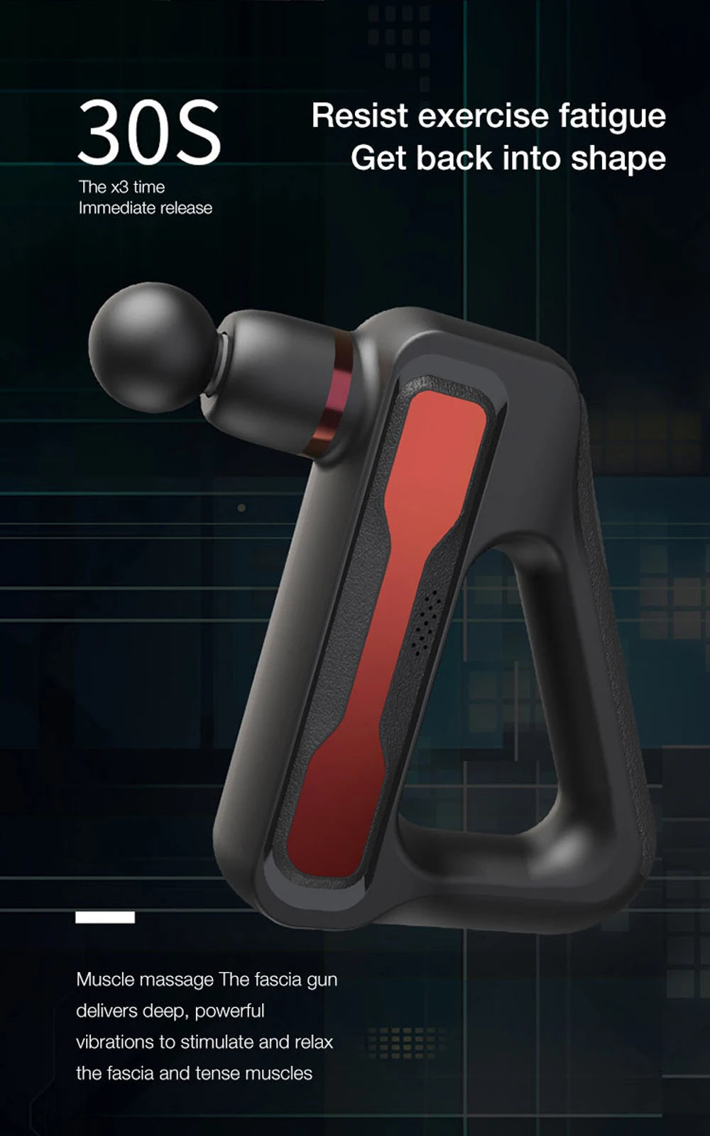 Electric Massage Gun – 32 Speed Levels, 4 Heads, Deep Tissue Muscle Massager for Full Body