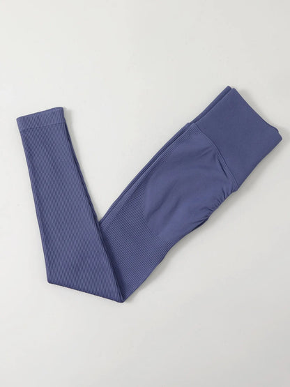 Seamless Ribbed Leggings – High Waist Push-Up Yoga Pants | 4-Way Stretch Compression