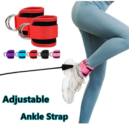 Adjustable Gym Ankle Straps with Double D-Ring | Neoprene Padded Cuffs for Cable Machine Leg & Glute Workout