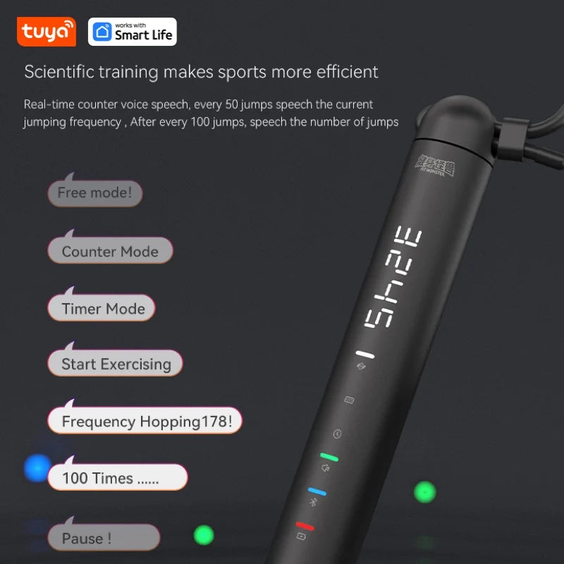 Tuya Smart Jump Rope with LED Display & App Tracking – Digital Skipping Rope for Fitness, Gym & Crossfit