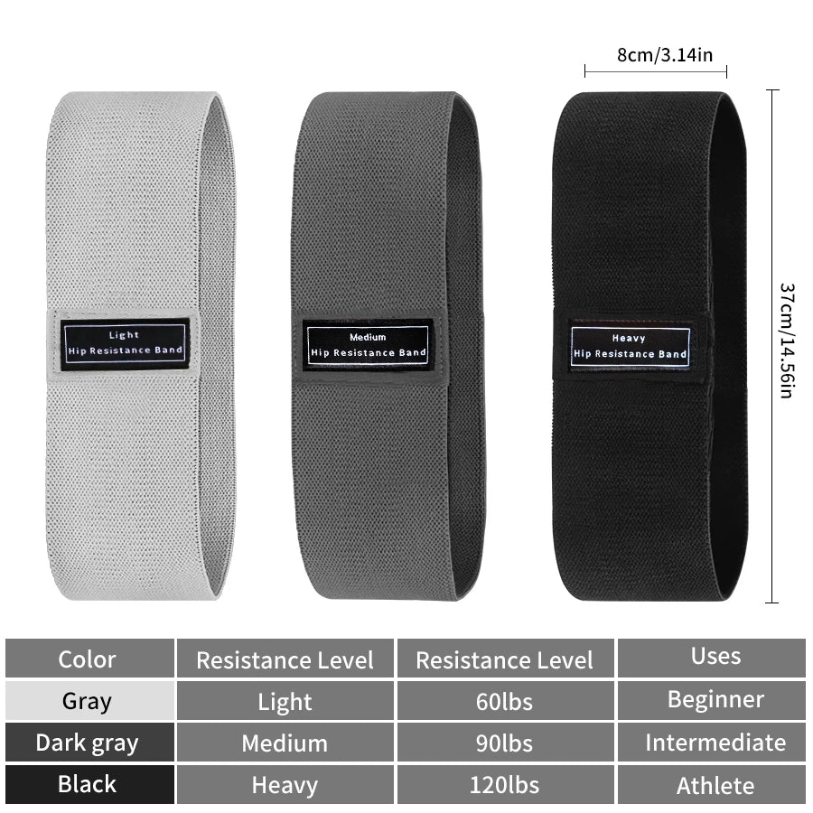 Booty Bands Set – 3 Resistance Levels (Light/Medium/Heavy) | Non-Slip Fabric Glute Bands for Workout & Fitness