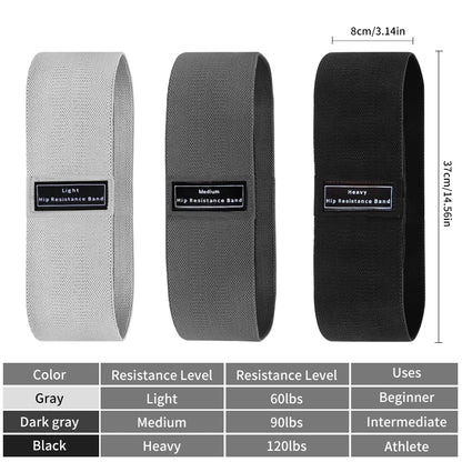 Booty Bands Set – 3 Resistance Levels (Light/Medium/Heavy) | Non-Slip Fabric Glute Bands for Workout & Fitness