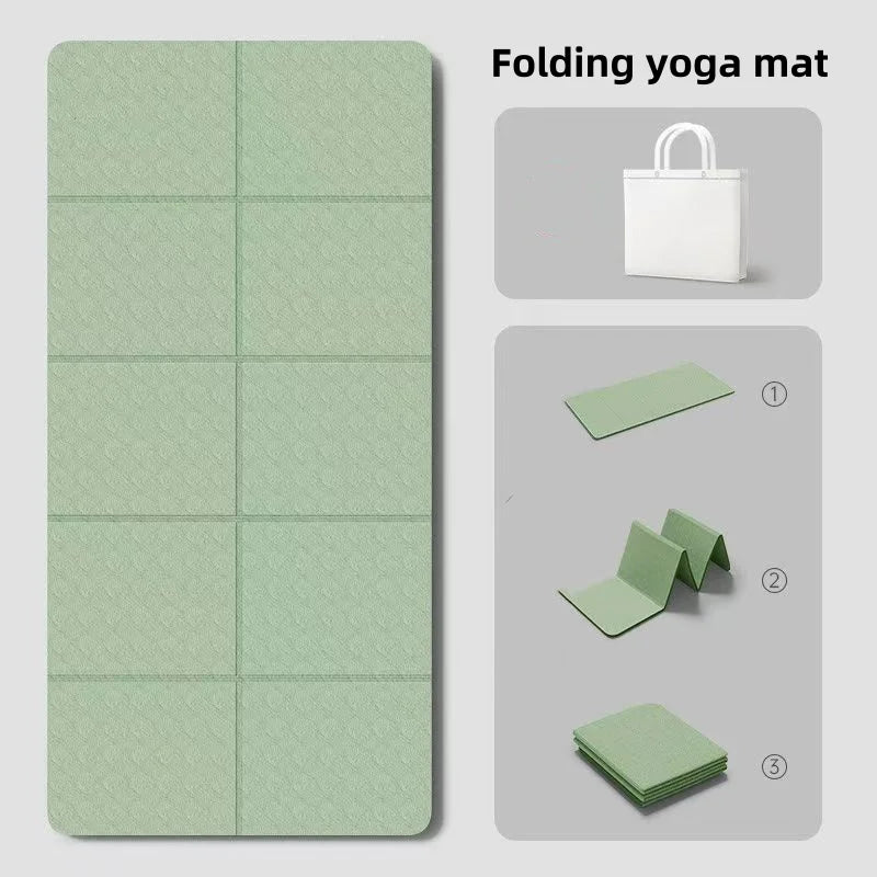 Folding TPE Yoga Mat 180×57×0.4cm – Portable, Non-Slip, Shock-Absorbent & Lightweight