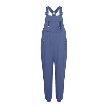 Women’s Casual Sleeveless Wide-Leg Jumpsuit with Pockets – Adjustable Straps