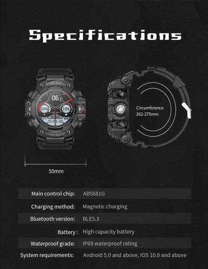 Multi-Functional Bluetooth Smart Watch – Heart Rate, Blood Pressure, Fitness Tracker, Outdoor Explorer