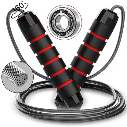 Adjustable Speed Jump Rope with Ball Bearings – Tangle-Free Steel Wire Skipping Rope with Foam Handles for Fitness & Weight Loss