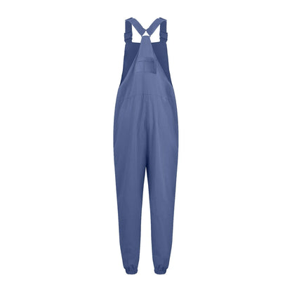 Women’s Casual Sleeveless Wide-Leg Jumpsuit with Pockets – Adjustable Straps