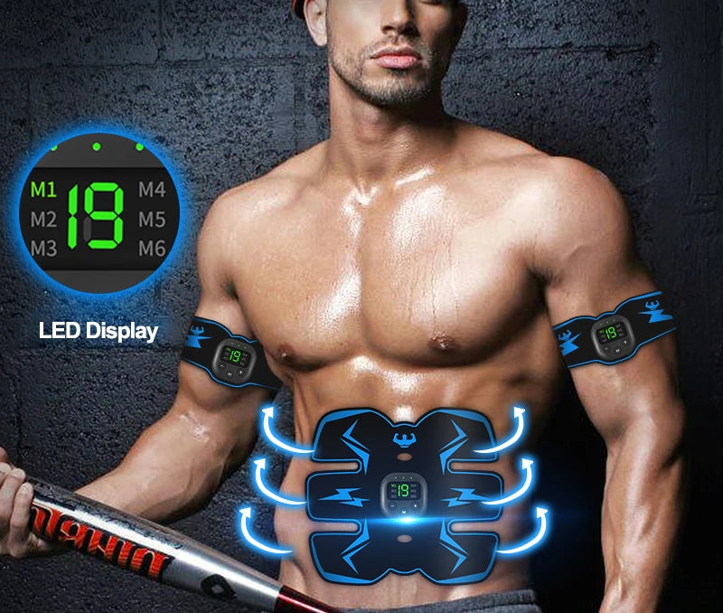 USB Rechargeable EMS Muscle Stimulator – Electric Abdominal & Arm Trainer, Pain Relief & Fitness Massager