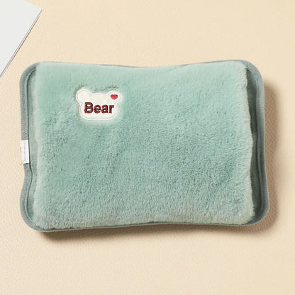 Rechargeable Electric Hot Water Bag with Rabbit Fur Cover – Reusable Hand Warmer & Heat Pack