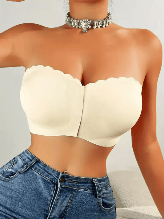 Seamless Strapless Bras For Women Front Buckle Bra Sports Underwear Top Inner Wear Solid Color ﻿