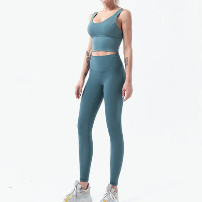 Naked-Feel Yoga Set Yoga Leggings Set Women Fitness Suit For Yoga Clothes High Waist Gym Sexy Sport Wear Outdoor Active Bras
