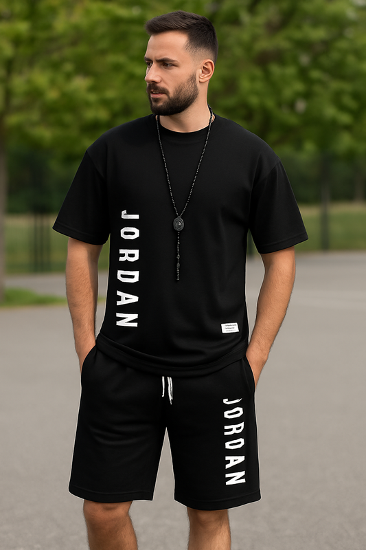 Stylish casual T-shirt + Shorts set Men's sports set Loose comfortable low Run 2025 men's summer Waffle suit