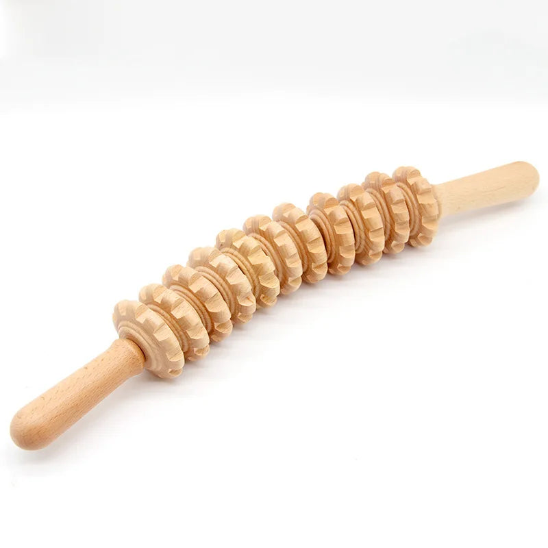 Wood Therapy Roller Massager – Handheld Cellulite Trigger Point Stick for Lymphatic Drainage & Muscle Release
