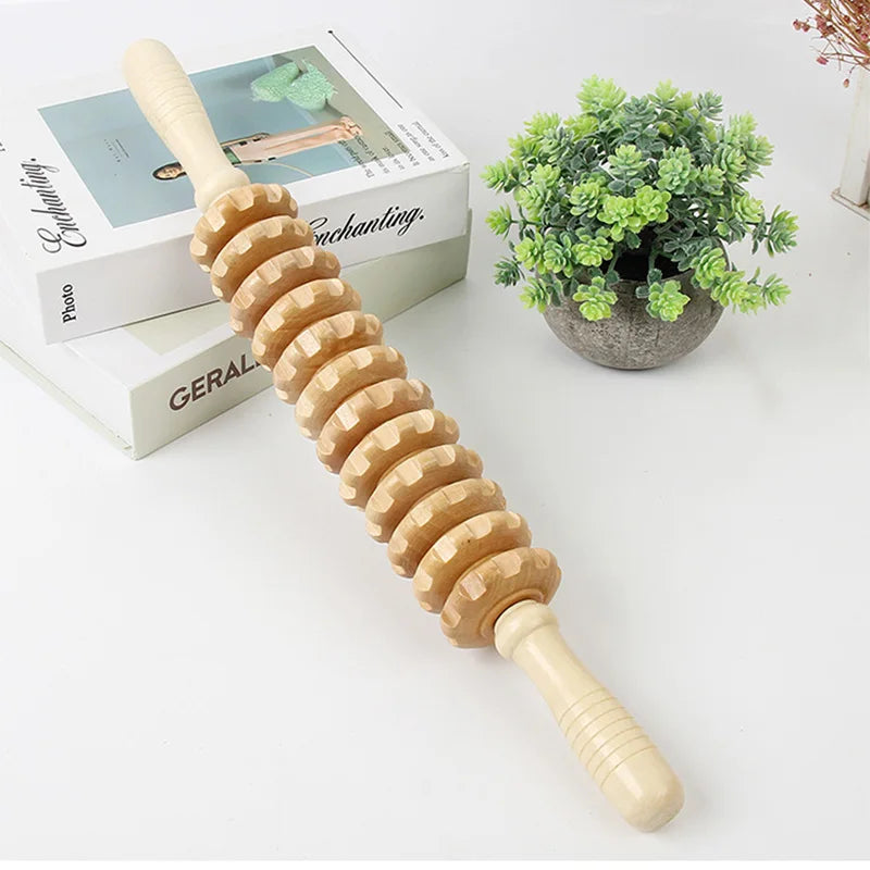 Wood Therapy Roller Massager – Handheld Cellulite Trigger Point Stick for Lymphatic Drainage & Muscle Release