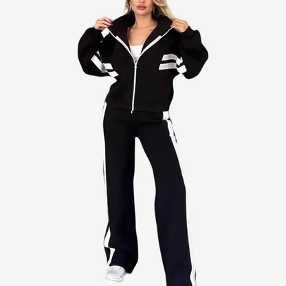 Women Two Piece Set Pants Sets Striped Jacket Matching Sets Y2k Tops Tracksuit Autumn Spring Long Pant Casual Outfit Suits 2025