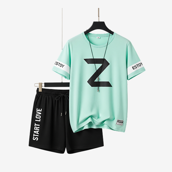 Men’s Two-Piece Casual Set – Short-Sleeve T-Shirt & Shorts | Gym, Sports & Streetwear