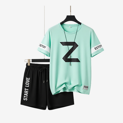 Men’s Two-Piece Casual Set – Short-Sleeve T-Shirt & Shorts | Gym, Sports & Streetwear